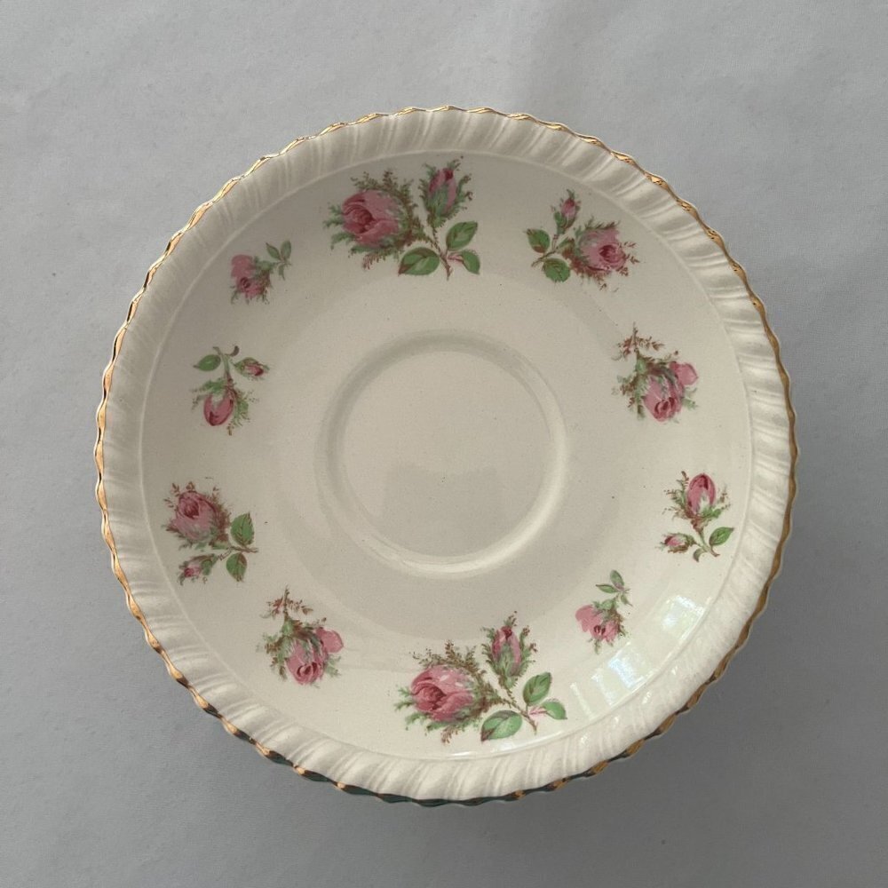 WindsorWare English Rose China Saucer with Gold Trim - 5-5/8" Dia. - VTG